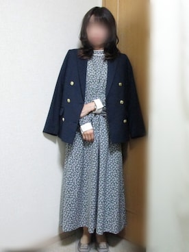 「小花柄ワンピース」｜「アイテム（ジャケット/アウター）」を使った、yukoさん（レディース・153cm）の秋コーディネート