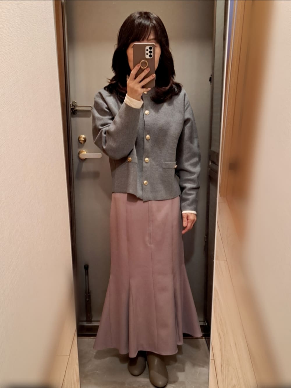 Hawico ヴィンテージ カーディガン グレー 金ボタン