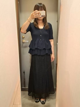 「NATURAL BEAUTY BASIC（ナチュラルビューティーベーシック）のアイテム（スカート、ブラック系）」を使った、yukoさん（レディース・153cm）の夏コーディネート
