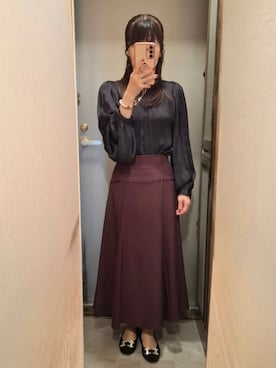 「NATURAL BEAUTY BASIC（ナチュラルビューティーベーシック）のアイテム（スカート）」を使った、yukoさん（レディース・153cm）の秋コーディネート