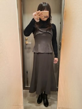 「アイテム（ジャンパースカート）」を使った、yukoさん（レディース・153cm）の冬コーディネート