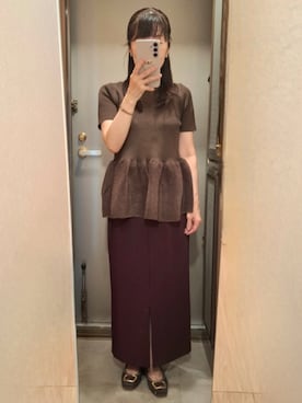 「NATURAL BEAUTY BASIC（ナチュラルビューティーベーシック）のアイテム（スカート）」を使った、yukoさん（レディース・153cm）の夏コーディネート