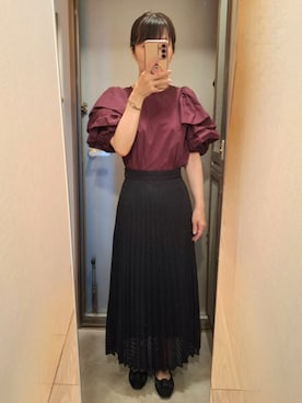 「NATURAL BEAUTY BASIC（ナチュラルビューティーベーシック）のアイテム（スカート）」を使った、yukoさん（レディース・153cm）の秋コーディネート