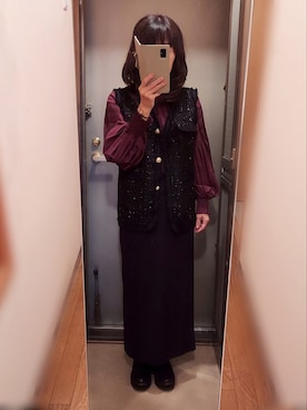 「ツイードベスト」｜「アイテム（その他）」を使った、yukoさん（レディース・153cm）の秋コーディネート