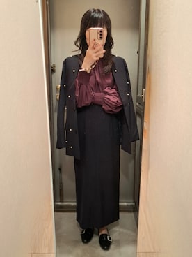 「アイテム（ノーカラージャケット）」を使った、yukoさん（レディース・153cm）の秋コーディネート
