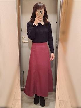 「襟付きトップス」｜「アイテム（その他）」を使った、yukoさん（レディース・153cm）の冬コーディネート