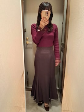 「NATURAL BEAUTY BASIC（ナチュラルビューティーベーシック）のアイテム（スカート）」を使った、yukoさん（レディース・153cm）の秋コーディネート