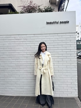 「beautiful people（ビューティフルピープル）のアイテム（Peacoat、ベージュ系）」を使った、queeniesumさん（レディース・158cm）の秋コーディネート