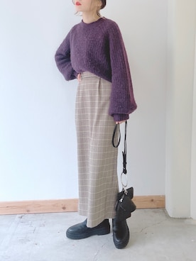 「ゆるニット」｜「アイテム（財布/小物）」を使った、kaoruさん（レディース・158cm）の冬コーディネート