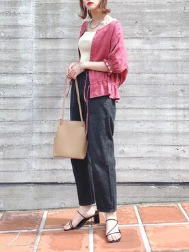 「Crisp（クリスプ）のベーシックデニムパンツ（デニムパンツ）」を使った、kaoruさん（レディース・158cm）の夏コーディネート