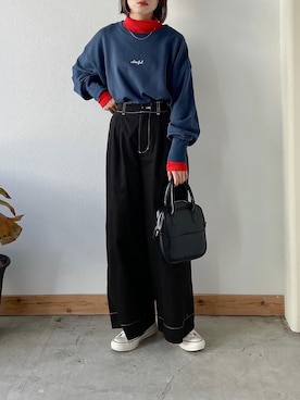 「タートルネック」｜「アイテム（ハンドバッグ）」を使った、kaoruさん（レディース・158cm）の春コーディネート