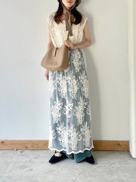 「アイテム（帽子、ブラウン系）」を使った、kaoruさん（レディース・158cm）の夏コーディネート
