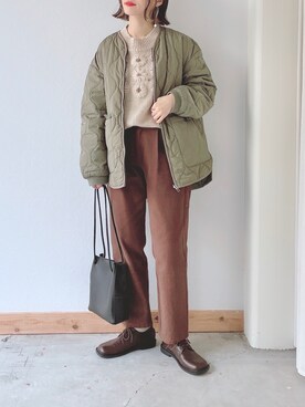 「レースアップシューズ」｜「アイテム（ノーカラージャケット）」を使った、kaoruさん（レディース・158cm）の冬コーディネート