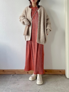 「ゆるニット」｜「アイテム（ワンピース/ドレス）」を使った、kaoruさん（レディース・158cm）の冬コーディネート