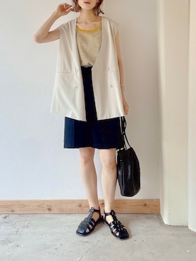 「Crisp（クリスプ）のアイテム（サンダル）」を使った、kaoruさん（レディース・158cm）の夏コーディネート