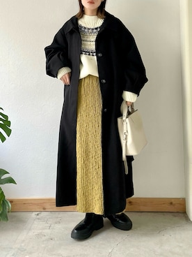 「select MOCA（セレクトモカ）のアイテム（ステンカラーコート）」を使った、kaoruさん（レディース・158cm）の冬コーディネート