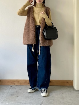 「Crisp（クリスプ）のアイテム（ニット/セーター）」を使った、kaoruさん（レディース・158cm）の秋コーディネート