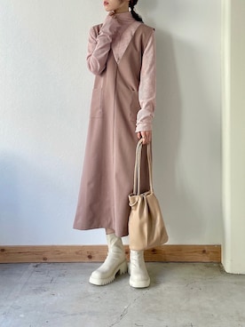 「タートルネック」｜「アイテム（ジャンパースカート）」を使った、kaoruさん（レディース・158cm）の冬コーディネート