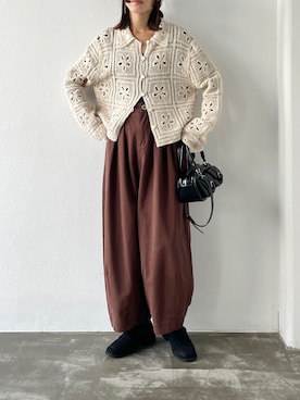 「アイテム（ボストンバッグ）」を使った、kaoruさん（レディース・158cm）の秋コーディネート