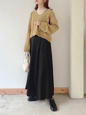 「Crisp yours（クリスプユアーズ）のアイテム（Tシャツ/カットソー）」を使った、kaoruさん（レディース・158cm）の秋コーディネート