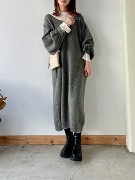 「Crisp（クリスプ）のアイテム（ワンピース/ドレス）」を使った、kaoruさん（レディース・158cm）の冬コーディネート