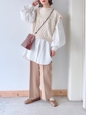 「Crisp（クリスプ）のアイテム（スラックス）」を使った、kaoruさん（レディース・158cm）の冬コーディネート