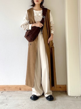 「アイテム（チノパンツ）」を使った、kaoruさん（レディース・158cm）の秋コーディネート