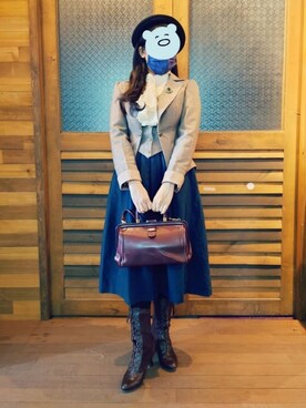 「古着好きな人と繋がりたい」｜「アイテム（スーツジャケット）」を使った、efoistさん（レディース・153cm）の冬コーディネート