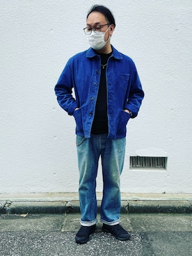 「アイテム（ネックレス、ブルー系）」を使った、umenimさん（メンズ・177cm）の春コーディネート