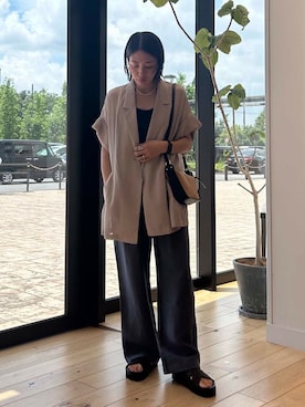 「アイテム（その他アウター、ベージュ系）」を使った、MAKOTOさん（レディース・161cm）の夏コーディネート
