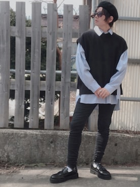 「NO ID.（ノーアイディ）のアイテム（ハンチング/ベレー帽）」を使った、Mr.M(サブ垢毎日更新)さん（メンズ・169cm）の春コーディネート