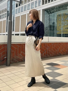 「AIGLE（エーグル）のアイテム（レインシューズ）」を使った、清水　オデット エ オディール スタッフさん（レディース・164cm）の夏コーディネート