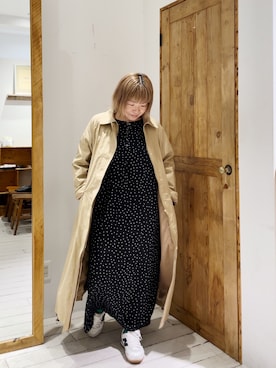 「PUAL CE CIN（ピュアルセシン）のアイテム（ステンカラーコート）」を使った、pualkisakoさん（レディース・152cm）の秋コーディネート
