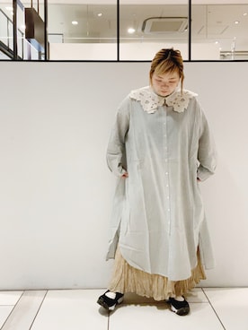 「ワッシャースカート」｜「アイテム（ワンピース/ドレス）」を使った、pualkisakoさん（レディース・152cm）の夏コーディネート