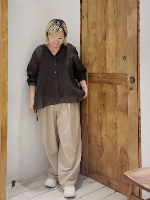 ツータック ウエストゴム ストレッチパンツ