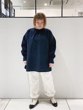 「ロールアップ」｜「アイテム（バレエシューズ）」を使った、pualkisakoさん（レディース・152cm）の冬コーディネート