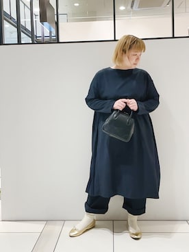 「ロールアップ」｜「アイテム（ワンピース/ドレス）」を使った、pualkisakoさん（レディース・152cm）の冬コーディネート