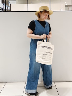 「シアタープロダクツ(THEATRE PRODUCTS)」｜「アイテム（帽子）」を使った、pualkisakoさん（レディース・152cm）の春コーディネート