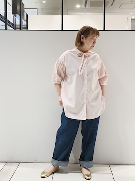 「ロールアップ」｜「アイテム（バレエシューズ）」を使った、pualkisakoさん（レディース・152cm）の春コーディネート