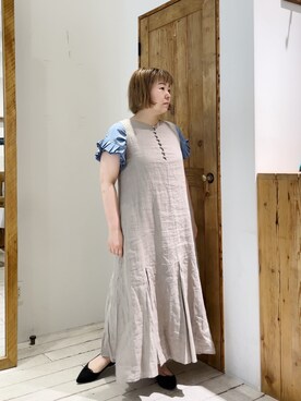 「袖フリル」｜「アイテム（ワンピース/ドレス）」を使った、pualkisakoさん（レディース・152cm）の夏コーディネート