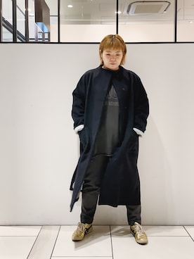 「PUAL CE CIN（ピュアルセシン）のアイテム（ノーカラーコート）」を使った、pualkisakoさん（レディース・152cm）の冬コーディネート