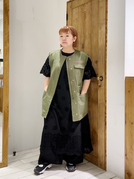 「スカラップ」｜「アイテム（ワンピース/ドレス）」を使った、pualkisakoさん（レディース・152cm）の秋コーディネート