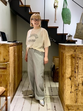 「PUAL CE CIN（ピュアルセシン）のアイテム（ノーカラージャケット）」を使った、pualkisakoさん（レディース・152cm）の春コーディネート