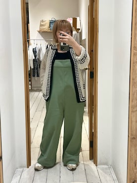 「ニットカーディガン」｜「アイテム（オールインワン・サロペット）」を使った、pualkisakoさん（レディース・152cm）の夏コーディネート