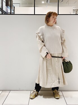 「袖フリル」｜「アイテム（ワンピース/ドレス）」を使った、pualkisakoさん（レディース・152cm）の秋コーディネート