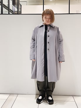 「PUAL CE CIN（ピュアルセシン）のアイテム（ステンカラーコート）」を使った、pualkisakoさん（レディース・152cm）の春コーディネート