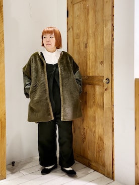 「ファー」｜「アイテム（オールインワン・サロペット）」を使った、pualkisakoさん（レディース・152cm）の冬コーディネート