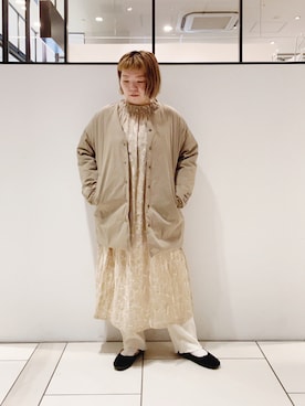 「刺繍」｜「アイテム（ダウンジャケット/コート）」を使った、pualkisakoさん（レディース・152cm）の秋コーディネート