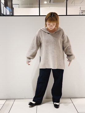「PUAL CE CIN（ピュアルセシン）のアイテム（ノーカラーコート）」を使った、pualkisakoさん（レディース・152cm）の冬コーディネート