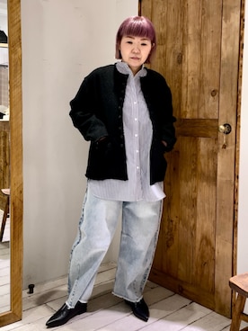 「PUAL CE CIN（ピュアルセシン）のアイテム（ノーカラージャケット）」を使った、pualkisakoさん（レディース・152cm）の春コーディネート
